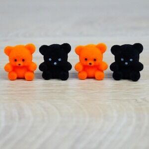 Miniature Flocked Teddy Bears - 1" Cute Minis‎ - Set of 4 - Halloween Crafts